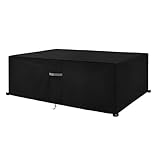 Dokon 7ft Pool Table Cover with Air Vents, Waterproof Windproof Anti-UV Heavy Duty Oxford Fabric Billiard Snooker Table Cover, Garden Furniture Covers (225x116x82cm) - Black