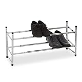 Premier Housewares Extendable Shoe Rack | Two Tier Shoe Stand | Angled Shelves of Shoe Racks Storage | Spacious Under Stairs Shoe Storage Stackable Shoes Organiser