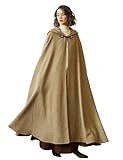 BEAUTELICATE Women’s Hooded Cape Coat Unisex Wool Blend Cloak with Hood Oversize Vintage Poncho for Winter Fall Renaissance Medieval Halloween Christmas Cosplay Floor Length Jute Yellow