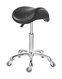 Ergonomic Saddle Stool Chair with Wheels for Dental Office Massage Clinic Spa Salon Cutting (Black)