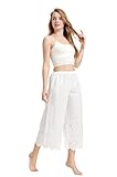 BEAUTELICATE Women’s Pettipants Pantaloons 100% Cotton Underskirt Petticoat Culottes Slip Victorian Vintage Wide-Leg Cropped Pyjama Pants Bottom Straight Leg - Broderie Anglaise - Ivory, XL
