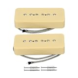 FLEOR Alnico 5 P90 Soap Bar Pickups Single Coil Pickup Neck & Bridge Pickup Set for LP/SG Electric Guitar, Cream