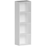 Vida Designs Oxford 4 Tier Cube Bookcase, White Wooden Shelving Display Storage Unit Office Living Room Furniture