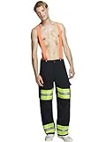 Smiffys Fever Male Firefighter Costume with Trousers and Braces Blue MEDIUM