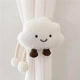 Curtains Tiebacks Pack of 2 Cartoon Clouds Curtain Clips Tieback Rope, Clouds Curtain Holdbacks Curtain Clips 3D Clouds for Children's Room Decoration (White)