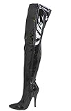 New Womens Ladies Sexy Thigh HIGH Kinky Fetish Over The Knee Stiletto Heel Full Side Zip Boots Size 4 5 6 7 8 (7 UK, Black Patent)