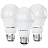 paul russells E27 Edison Screw LED Light, 13W = 100W Equivalent Bulbs, 1521 Lumens, 2700K Standard ES A60 LED GLS – Bright Large Energy Saving Non-Dimmable Lightbulbs, Warm White Frosted, 3 Pack