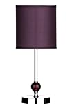 Premier Housewares Chrome Stem Table Lamp with Acrylic Ball and Fabric Shade - Purple,H35 x W14 x D14cm