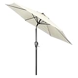Simple Deluxe 2.28M Patio Umbrella Outdoor Table Market Yard Umbrella with Push Button Tilt/Crank, 6 Sturdy Ribs for Garden, Deck, Backyard, Pool, Beige