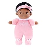 OUOZZZ Black Baby Doll for Girls 10" – My First Soft Rag Doll – Safe Rattle Ragdoll – Birthday for Girls