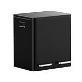 VonHaus Kitchen Bin, 30L Double Recycling Bin for Kitchen, Black Two Section Food Waste Separation System with Non-Slip Base & Removable Inner-Compartments, Large Airtight Trash Can, 2 x 15L