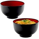 JapanBargain, Set of 2 Japanese Large Ramen Bowls – 38oz Pho, Udon, Noodle, and Cereal Bowls – Black and Red Lacquer Plastic – Microwave & Dishwasher Safe – Made in Japan