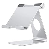 OMOTON Aluminum Tablet Stand, Adjustable & Durable Tablet Holder, Desktop Stand with Convenient Charging Port, Compatible with iPad 10.9/10.2, iPad Pro 13/12.9/11 and More Up to 13 inch, Silver