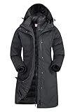 Mountain Warehouse Alaskan Womens 3 In 1 Long Jacket - Waterproof, Breathable & Adjustable Raincoat with Detachable Inner Coat & Taped Seams -For, Rain & Outdoors Jet Black Women's Size 12