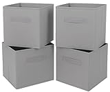 Clay Roberts Storage Cubes, Storage Boxes, Pack of 4, Grey, Fabric Basket Set for Storage Units, 25cm x 25cm x 25cm, Grey Baskets, Boxes, Box, Unit Cubes