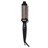 amika blowout babe thermal brush - hot brush for hair styling with 1.5 inch ceramic barrel + nylon bristles - heated hair styler + curler with ionic generator for frizz-free shine - up to 232 degrees