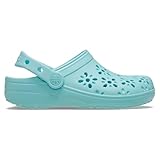 Crocs Unisex Kids Clog, Classic Floral Cut Out Clog K, Aquamarine, 2 UK Child