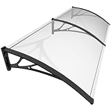 VOUNOT® Front Door Canopy Outdoor Awning, Rain Shelter for Back Door, Porch, Window, 200 x 80 cm, Black