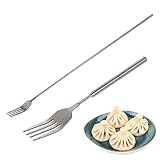 1PCS Extendable Fork Stainless Steel Toasting Fork Silver for Pickle Fork Long Handle Fork Cutlery Retractable Fork Adjustable BBQ Long Handle Fork Telescopic Extendable Dinner Fruit Dessert Fork