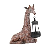 ＡＷＨＡＯ Garden Giraffe Statue Lawn Ornament with Solar Lantern Yard Art Decor Friend Gift Resin Figurine for Balcony Pathway Outside