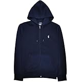 Polo Ralph Lauren Men's Full Zip Hoodie, White Logo, Navy, L Size, navy, L