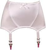 benbigbee Women's Lace Sexy Girdle Edge Vintage Satin Suspender, Garter Belt with 6 Adjustable Straps Metal Clips (White,Large)