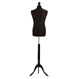 H & H Traders Black Male Tailors Mannequin Display Bust Dummy FOR Dressmakers Fashion Students With A Black Wood Tripod Base (UK 40 Chest)
