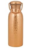 Pure Copper Water Bottle with Handle (950ml / 32oz) – Leak-Proof, Handmade Hammered Finish, Eco-Friendly & Plastic-Free Reusable Bottle for Daily Hydration