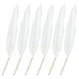 Leikedun White Goose Feather Quill Pens Black Ink Ball Point Feather Pen Feather Signing Pen Retro Ballpoint Pen for School Office Business Wedding Birthday Party Favor (6Pcs)