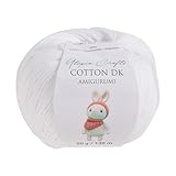 Utopia Crafts Amigurumi Cotton DK Yarn for Crochet and Knitting 50% Cotton, 50% Acrylic Blended, 50g (1, White)