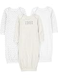 Simple Joys by Carter's Baby 3-Pack Neutral Cotton Sleeper Gown Wearable Blanket, Grey/White, 0 Months (Pack of 3)