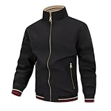 Duohropke Bomber Jacket Men's Reversible Jacket Sweat Jacket Lightweight Transition Jacket Casual Stand-Up Collar Winter Jacket with Pockets Work Jacket Sports Jacket Comfortable Softshell Jacket