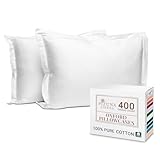 Pizuna 100% Cotton King Pillow Cases 2 Pack White 50x90cm, 400 Thread Count Long Staple Combed Cotton Pillowcases, Luxurious Soft Sateen King Size Pillow Cases (Cotton Pillowcase Pack of 2)