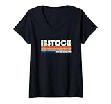 Womens Retro Vintage 70s 80s Style Ibstock, United Kingdom V-Neck T-Shirt