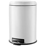 Amazon Basics Cylindrical Stainless Steel Dustbin, Round Pedal, 20L, Silver
