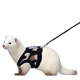 Small Animal Harness and Leash Set, Leopard Print Ferret Leash and Harness Soft Ferret Clothes Outdoor Walking Accessories for Tiny Animals Rabbit Guinea Pig Hamster Cat Puppy Kitten Bearded Dragon
