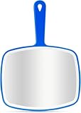 DVHOK Handheld Mirror, Portable Hand Mirror with Hanging Hole in Handle, Blue 26.4L x 18.8W cm