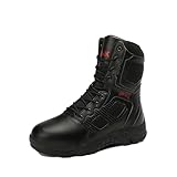 Men's Waterproof Tactical Boots, Steel Toe Cap Work Lightweight Breathable Combat Army Safety Boots, Military Army Boots, for Men's Military Tactical Boots (Color : Black, Size : 9 UK)