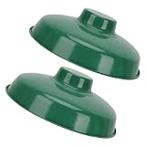 DOITOOL 2Pcs Vintage Green Enamel Lamp Shade Protective Light Cover Industrial Ceiling Lamp Shade Replacement for Wall and Garden Lights Deep Design