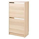 IKEA BISSA Shoe Cabinet with 2 compartments, 49x28x93 cm, Oak Effect