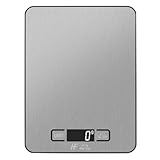 HomeFashion Large 23x17cm 10kg 1g Digital Kitchen Scales Food Scale Stainless Steel Surface With Backlit LCD Display Multifunction for Home Office Use