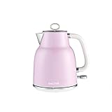 Salter Retro Pink 1.7 L Kettle – 3KW Rapid Boil, 360° Base, Removable Limescale Filter, Cordless, Water Level Window, Blue Indicator Light, Boil Dry Sensor & Auto Shut-Off, Vintage Design