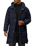 CMTOP Winter Jackets for Men Warm Lightweight Long Mens Coats Windproof Thicken Puffer Coat Hooded Zipper Parka Jacket Casual Outdoor Bodywarmer Comfortable Thermal Outwear(Navy Blue,L)