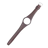 TEMKIN Red Blue Brown Black Khaki Real Calf Leather Watch Band With Silver Steel Buckle For Omega For Dynamic (Color : Brown)