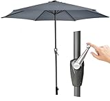 GardenCo 2m Outdoor Aluminium Parasol - Garden Outdoor Crank Up Parasol Umbrella - UV Rated 50-38mm Pole (2m, Grey)
