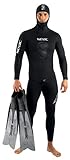 SEAC Royal, 5 mm neoprene wetsuit for freediving, long-john and hooded jacket