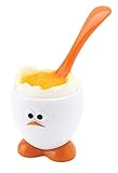 Joie Egg Head Cup and Spoon Set – Fun Soft & Hard-Boiled Egg Holder, BPA-Free, White, 1 Piece, 5x5x5 cm