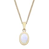 Old English Jewellers 9ct Gold Natural Opal Oval Pendant Necklace + 18 inch Solid Gold Chain - Pendant Necklaces For Women. Womens Necklace With Pendant Made in The UK. Birthstone Necklace (Opal)