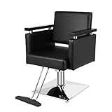 OmySalon Hydraulic Styling Chair for Hair Salon, Modern Hairdressing Barber Chair w/Square Base & Footrest, 360 Degrees Swivel, Beauty Spa Equipment