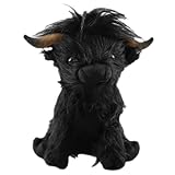 1 Piece Highland Cow Teddy Bear, 25cm Black Plush Stuffed Animal, Perfect Highland Cow Gifts for Kids & Collectors, Soft Cuddly Highland Bull Toy with Realistic Details